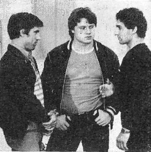 Chief coach D. Rigert with Merited Masters of Sport Yu. Zakharevich and Yu. Vardanyan
